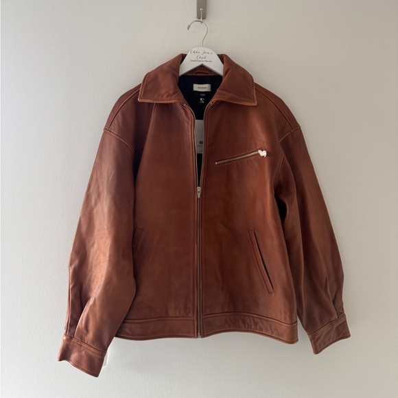 REFORMATION Veda Marco Leather Bomber Jacket in Sienna M - Picture 3 of 8